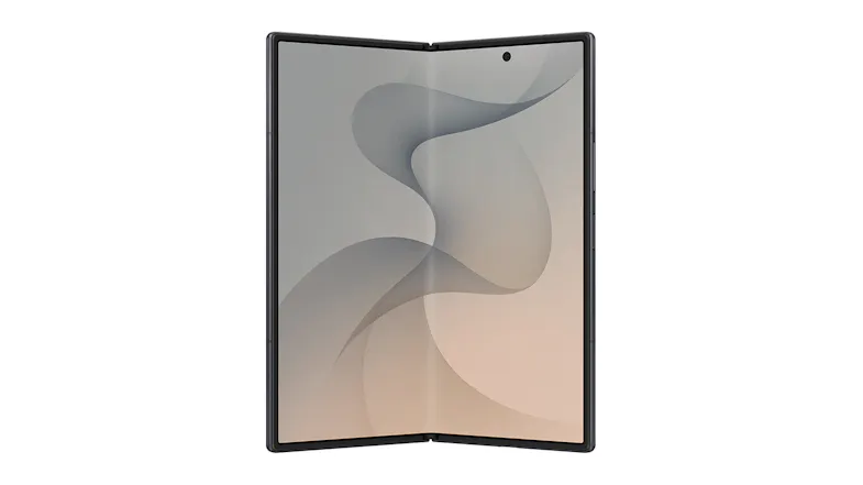 Front view of the Fold8 Ultra showing partially folded screen Front view of the Fold8 Ultra showing partially folded screen