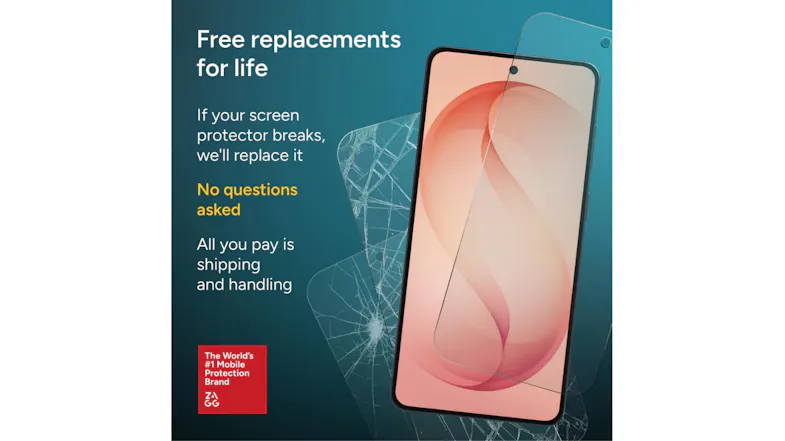 Graphic highlighting free replacement policy for life Graphic highlighting free replacement policy for life