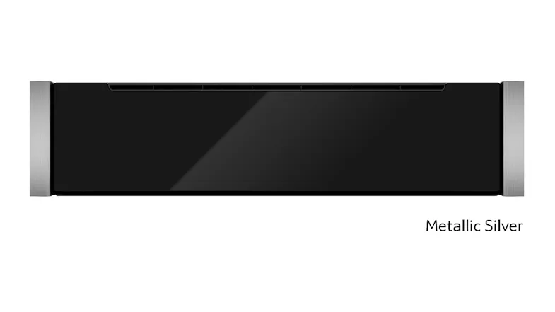 Black Neff N 90 Series 14cm Built-In Steam Drawer with metallic silver side trims and a glossy front panel Black Neff N 90 Series 14cm Built-In Steam Drawer with metallic silver side trims and a glossy front panel
