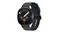 Angled view of the Samsung Smartwatch, showcasing its minimalist digital watch face Angled view of the Samsung Smartwatch, showcasing its minimalist digital watch face