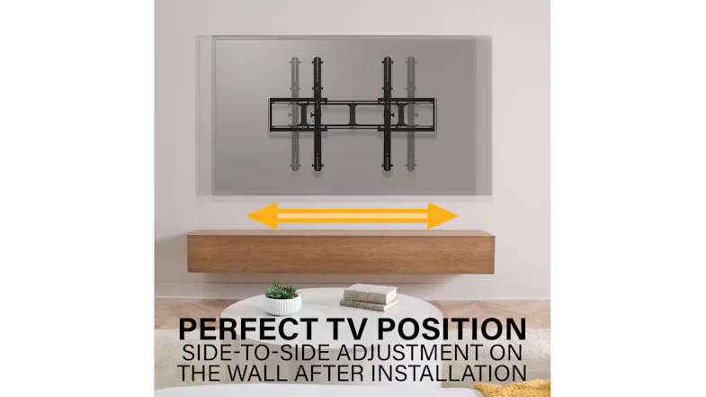 TV wall mount with side-to-side adjustment for precise screen positioning after installation TV wall mount with side-to-side adjustment for precise screen positioning after installation