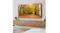 Large flat-screen TV mounted above a floating shelf in a modern living room Large flat-screen TV mounted above a floating shelf in a modern living room