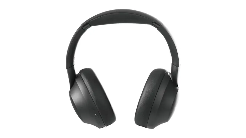 Front view of Wave Audio Symphony active noise cancelling headphones in black Front view of Wave Audio Symphony active noise cancelling headphones in black