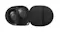 Black active noise cancelling headphones stored inside an open protective carrying case Black active noise cancelling headphones stored inside an open protective carrying case