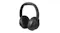Angled front view of black over-ear active noise cancelling headphones, highlighting the curved headband Angled front view of black over-ear active noise cancelling headphones, highlighting the curved headband