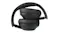 Folded black headphones displayed in a compact storage position, highlighting the foldable ear cup Folded black headphones displayed in a compact storage position, highlighting the foldable ear cup