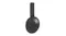 Side profile of the right ear cup and headband of the black headphones, highlighting the smooth finish Side profile of the right ear cup and headband of the black headphones, highlighting the smooth finish
