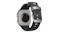 Rear view of Apple Watch Ultra showing back sensor array, rubber band, and titanium buckle engraved with Nomad Rear view of Apple Watch Ultra showing back sensor array, rubber band, and titanium buckle engraved with Nomad