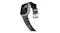 Angled view of Apple Watch Ultra showing topographic map display, rubber strap curving down, and titanium buckle Angled view of Apple Watch Ultra showing topographic map display, rubber strap curving down, and titanium buckle