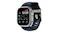 An Apple smartwatch with black sports strap displaying digital clock 10:09 with health metrics and tide widget An Apple smartwatch with black sports strap displaying digital clock 10:09 with health metrics and tide widget