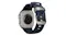 Rear view of Apple Watch Ultra showing back sensor array, rubber band, and titanium buckle engraved with Nomad Rear view of Apple Watch Ultra showing back sensor array, rubber band, and titanium buckle engraved with Nomad