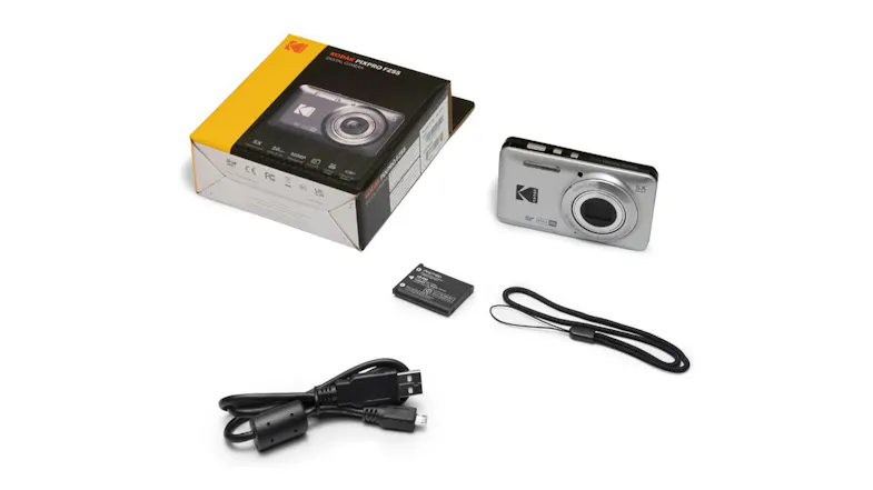 Kodak camera kit with box, battery, cable, and memory card Kodak camera kit with box, battery, cable, and memory card