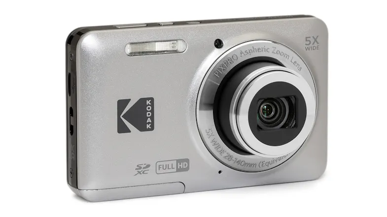 Angled front view of Kodak camera showing lens detail Angled front view of Kodak camera showing lens detail