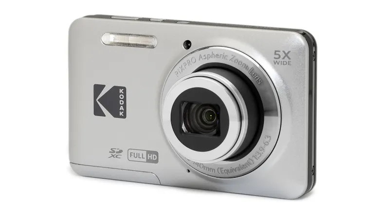 Front view of the Kodak Pixpro FZ55 camera with flash visible Front view of the Kodak Pixpro FZ55 camera with flash visible