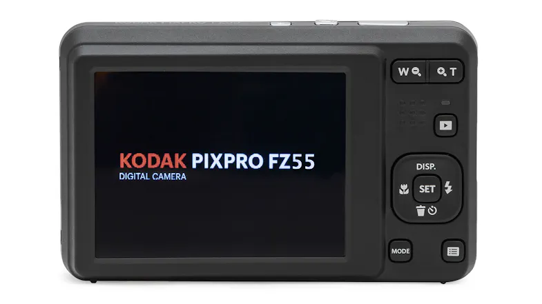 Back view of the camera showing “KODAK Pixpro FZ55” on screen Back view of the camera showing “KODAK Pixpro FZ55” on screen