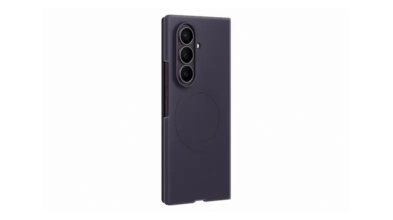 Angled side view of the case showcasing slim design Angled side view of the case showcasing slim design