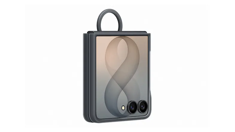 Closed angled view of the Galaxy Z Flip8 with dual cameras Closed angled view of the Galaxy Z Flip8 with dual cameras