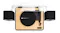 Top-down view showcasing the turntable and speaker layout Top-down view showcasing the turntable and speaker layout