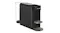 Angled view of the Nespresso coffee maker with dual trays showcasing side water tank Angled view of the Nespresso coffee maker with dual trays showcasing side water tank