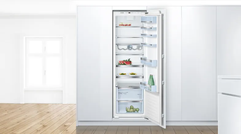 Lifestyle view showcasing the refrigerator installed in a kitchen Lifestyle view showcasing the refrigerator installed in a kitchen