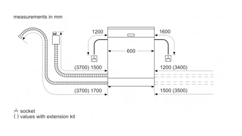 Plumbing and electrical connection schematic with measurements Plumbing and electrical connection schematic with measurements