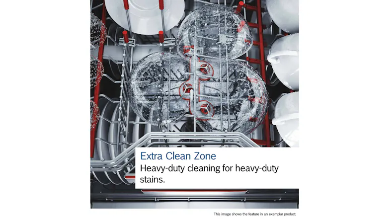 Detail view of the dishwasher highlighting ExtraClean Zone Detail view of the dishwasher highlighting ExtraClean Zone