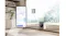 Indoor scene showcasing a smartphone app interface controlling a window robot Indoor scene showcasing a smartphone app interface controlling a window robot