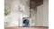 Close-up shot featuring a square window robot cleaning indoor glass Close-up shot featuring a square window robot cleaning indoor glass