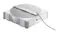 Top-down view of the robotic cleaner with a tether cable attached Top-down view of the robotic cleaner with a tether cable attached