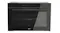 Whirlpool 90cm built-in oven in black with a large glass door and touch controls, shown from the front Whirlpool 90cm built-in oven in black with a large glass door and touch controls, shown from the front