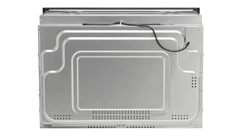 Top view of the 90cm built-in oven, displaying the metal housing and ventilation layout Top view of the 90cm built-in oven, displaying the metal housing and ventilation layout