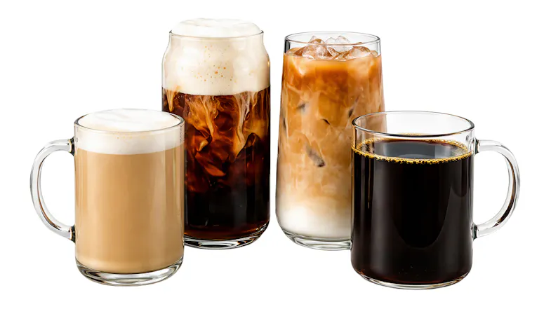 Four different cafe-style coffee drinks Four different cafe-style coffee drinks