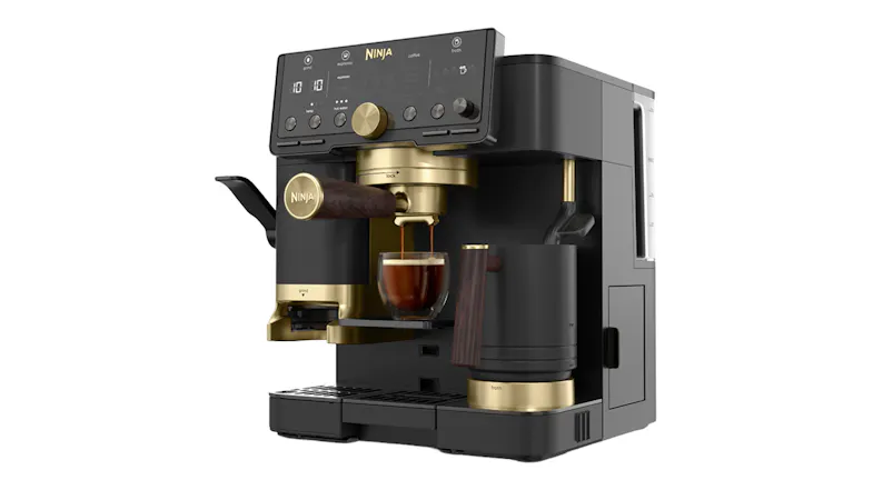 An angled front view of the espresso machine An angled front view of the espresso machine