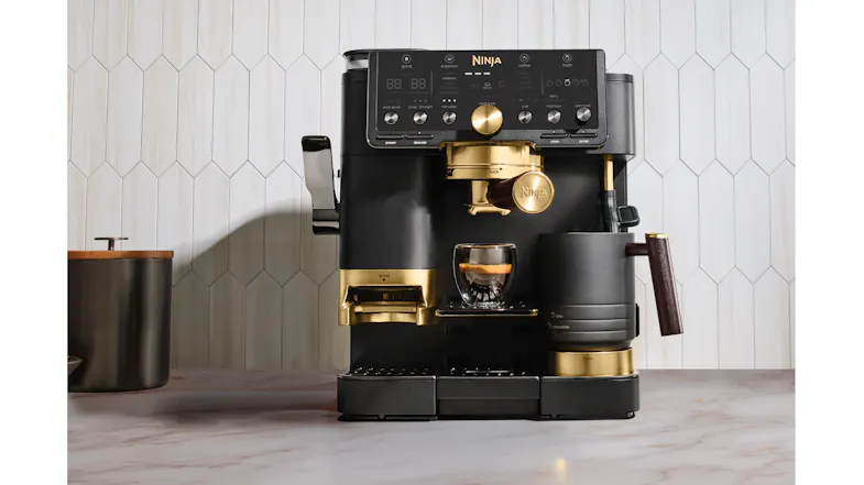 The Ninja Luxe Cafe Pro beautifully displayed on a brightly lit kitchen countertop The Ninja Luxe Cafe Pro beautifully displayed on a brightly lit kitchen countertop