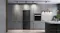 Mitsubishi fridge freezer integrated into stylish grey cabinetry kitchen design Mitsubishi fridge freezer integrated into stylish grey cabinetry kitchen design