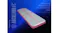 Inflatable air tumbling mat with a grey surface and pink trim, shown in a promotional graphic Inflatable air tumbling mat with a grey surface and pink trim, shown in a promotional graphic