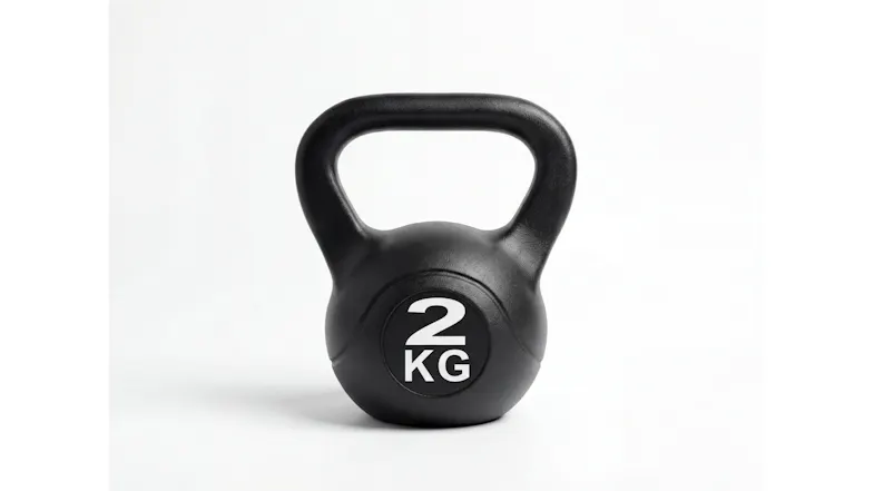 Front view of a black 2 kg kettlebell Front view of a black 2 kg kettlebell