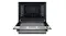 Front view of an open oven cavity highlighting telescopic rack rails Front view of an open oven cavity highlighting telescopic rack rails