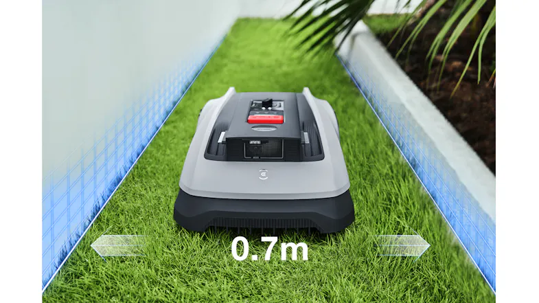 An infographic that showcases how the unit can go through narrow spaces of up to 0.7m An infographic that showcases how the unit can go through narrow spaces of up to 0.7m