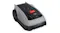 A right-facing angled view of the robotic lawn mower A right-facing angled view of the robotic lawn mower