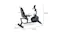 A recumbent exercise bike with overlaid dimension lines and measurements A recumbent exercise bike with overlaid dimension lines and measurements