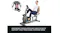 A woman using a PROTRAIN recumbent exercise bike, with a graphic highlighting back support A woman using a PROTRAIN recumbent exercise bike, with a graphic highlighting back support