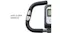 A detailed view of the exercise bike's soft V-grip handlebar with built-in metallic pulse sensors. A detailed view of the exercise bike's soft V-grip handlebar with built-in metallic pulse sensors.