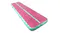 Angled view of a pink and green TSB Living inflatable gymnastics air track Angled view of a pink and green TSB Living inflatable gymnastics air track