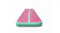 Front view of a pink and green inflatable training mat with a centred mint stripe Front view of a pink and green inflatable training mat with a centred mint stripe