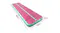 Pink and green inflatable air track mat with dimensions shown: 600 cm long, 100 cm wide, and 20 cm thick Pink and green inflatable air track mat with dimensions shown: 600 cm long, 100 cm wide, and 20 cm thick