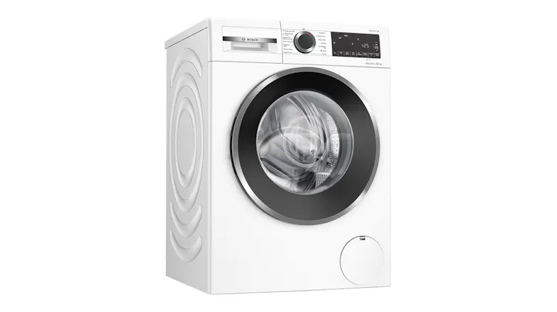 Angled front-side view of the washer dryer combo in white Angled front-side view of the washer dryer combo in white