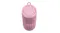 Top-down view of the pink Bluetooth speaker, highlighting the circular top panel and compact shape Top-down view of the pink Bluetooth speaker, highlighting the circular top panel and compact shape