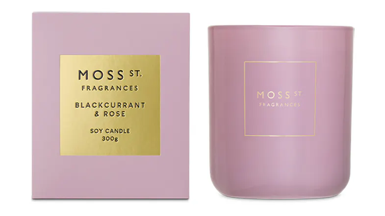 A Moss St. 300g Scented Soy Candle in Blackcurrant & Rose blend A Moss St. 300g Scented Soy Candle in Blackcurrant & Rose blend