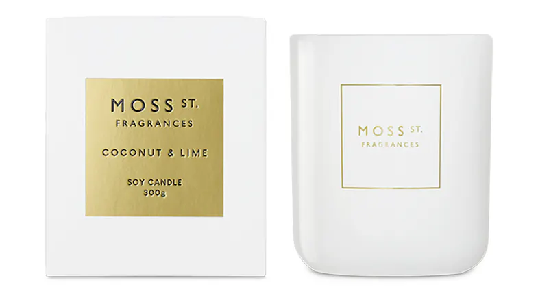 A Moss St. 300g Scented Soy Candle in Coconut & Lime blend A Moss St. 300g Scented Soy Candle in Coconut & Lime blend